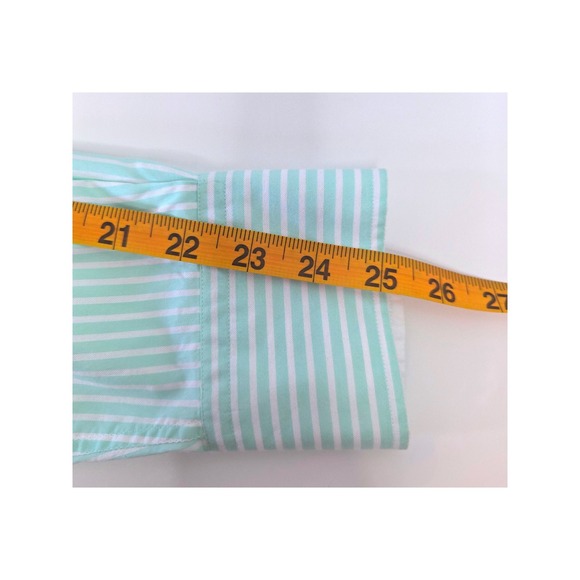 JMcLaughlin Mens Aqua Mint Green White Stripe Button Down Shirt Size Large - Picture 8 of 8